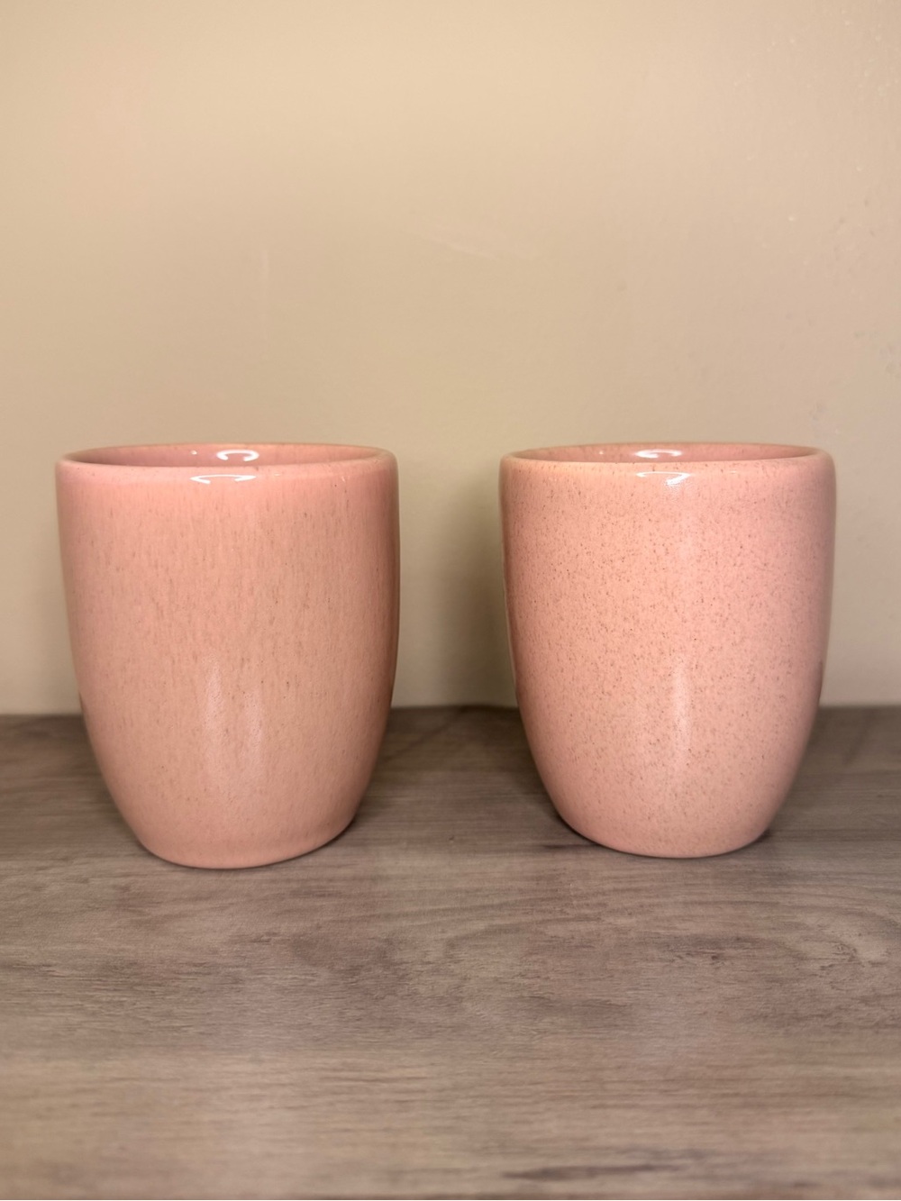 Russel Wright by Bauer Pottery American Modern Tumbler Mug Coral Pink Set Of 2